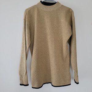 Vintage Sweater Variations Gold Glitter Womens Medium Sparkly Holiday Party Fest